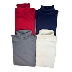 L.L. Bean Mens Turtleneck Long sleeve 4x Bundle Medium Tall Red Navy Grey Cream